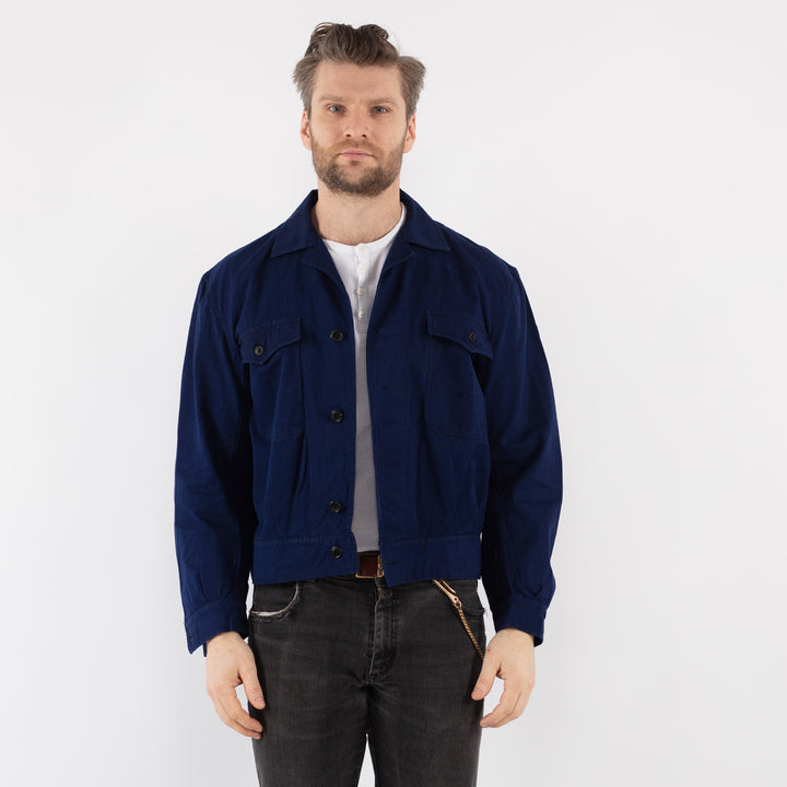 Vintage 70's Men Work Jacket in Blue