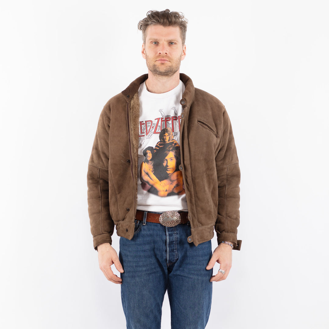 Vintage 70's Men Sheepskin Jacket in BrownZ1573