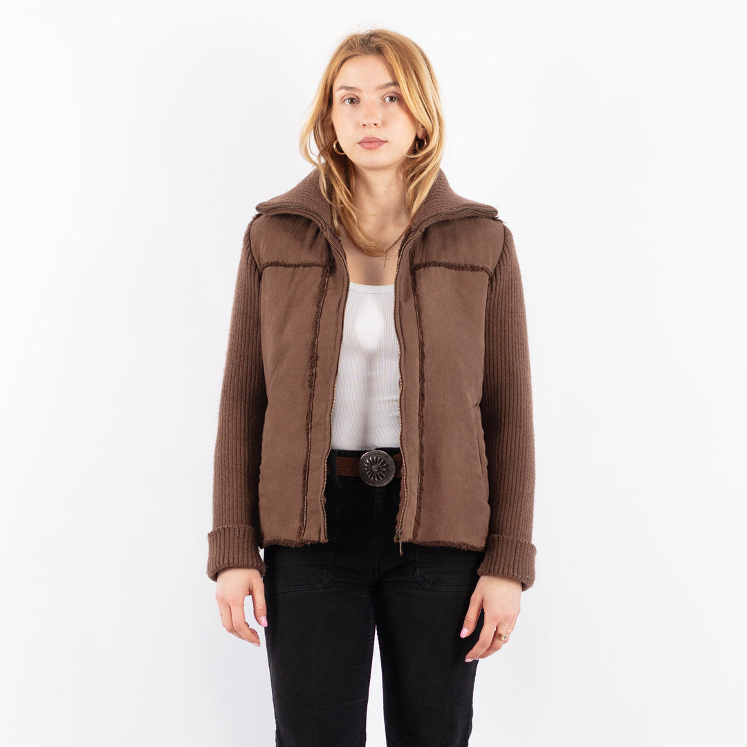 Vintage 90's Women Faux Sheepskin Jacket in BeigeV9706
