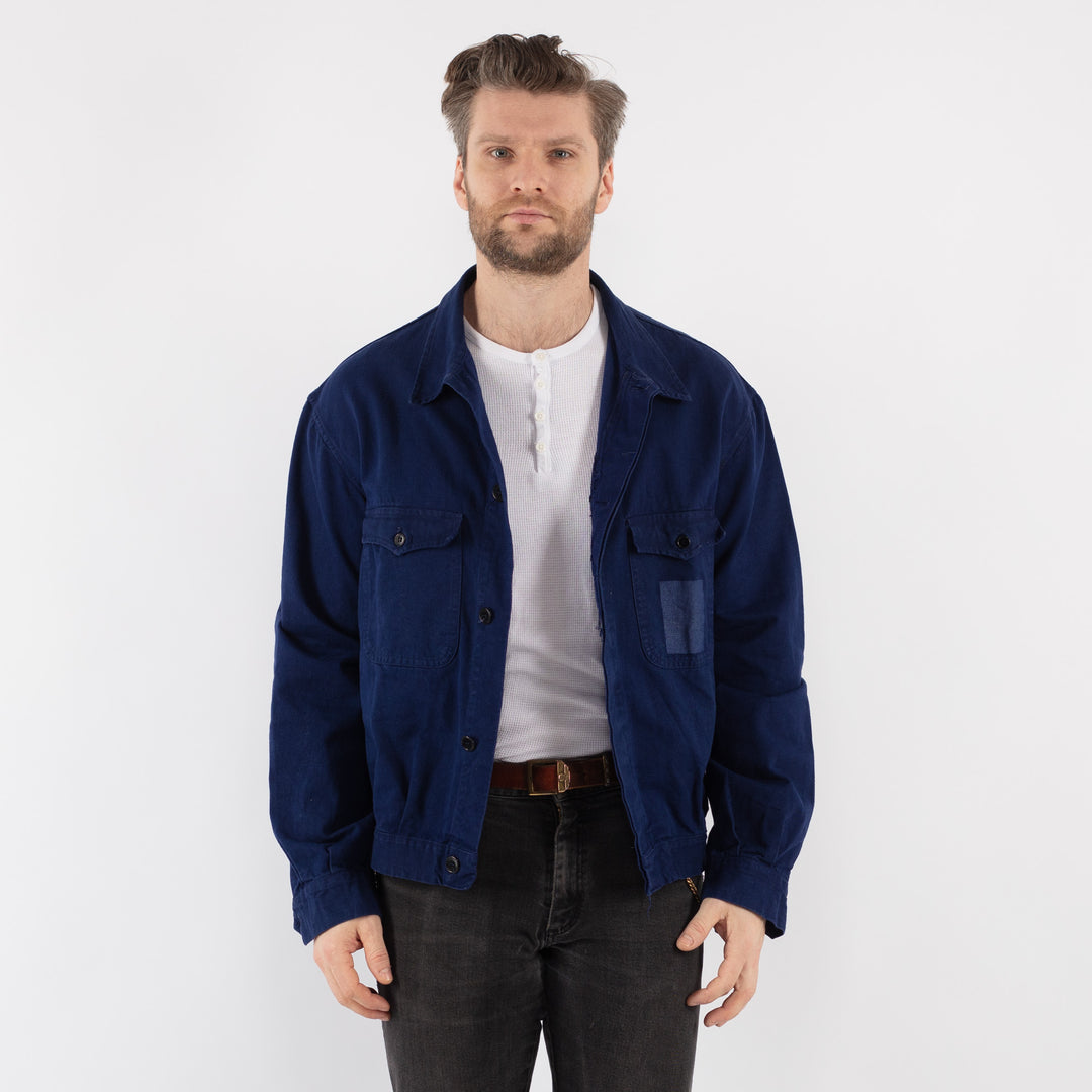 Vintage 70's Men Work Jacket in Blue