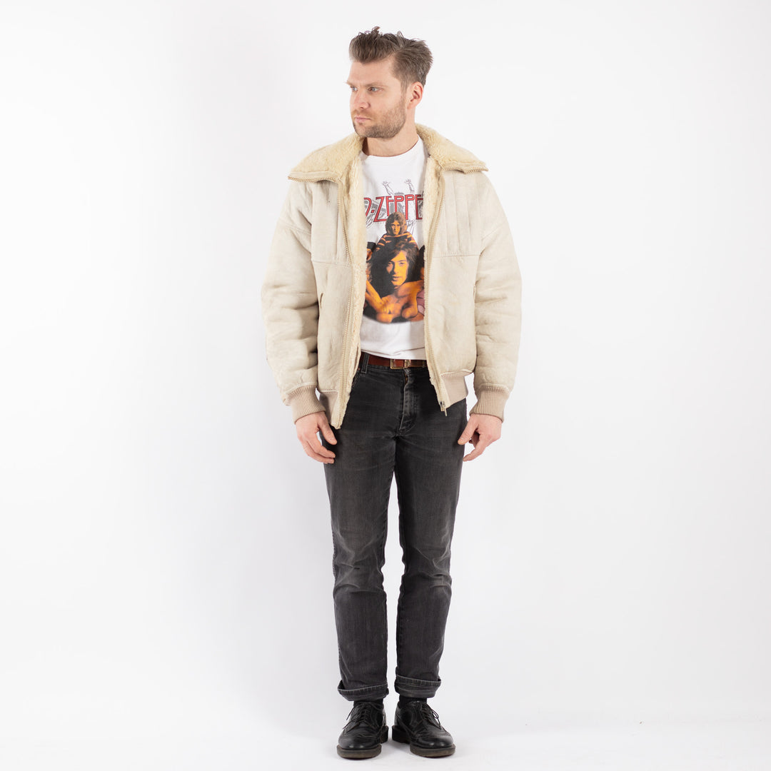 Vintage 70's Men Sheepskin Jacket in BeigeZ482