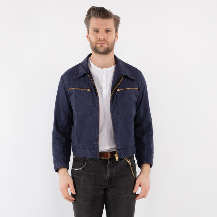 Vintage 80's Men Work Jacket in Blue