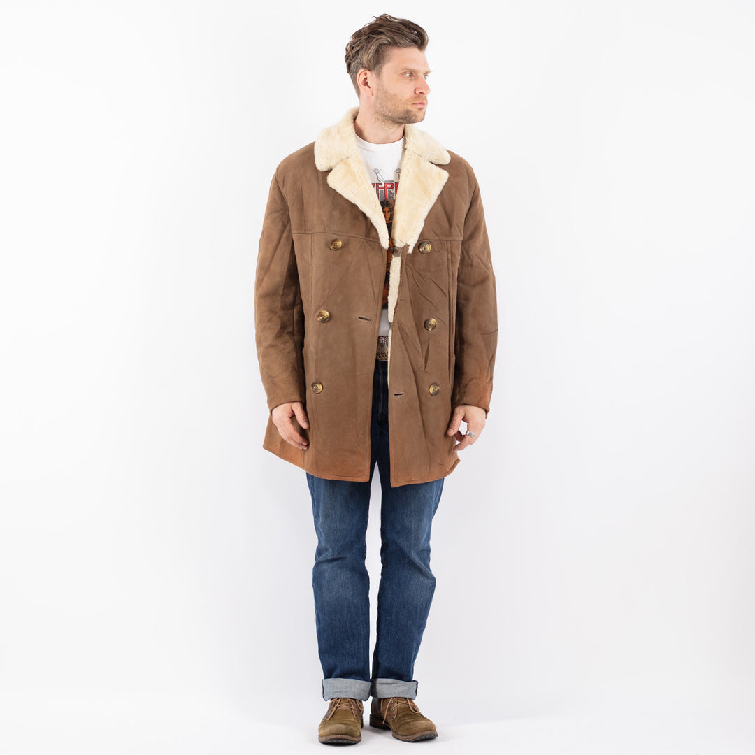 Vintage 80's Men Sheepskin Coat in BeigeZ1578