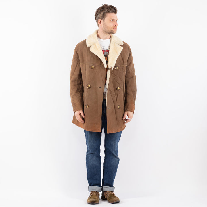 Vintage 80's Men Sheepskin Coat in BeigeZ1578