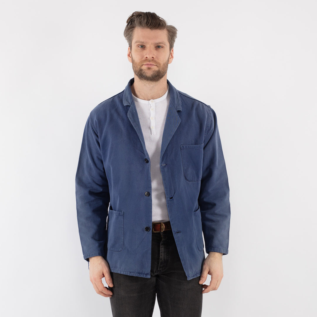 Vintage 70's Men Work Jacket in Blue