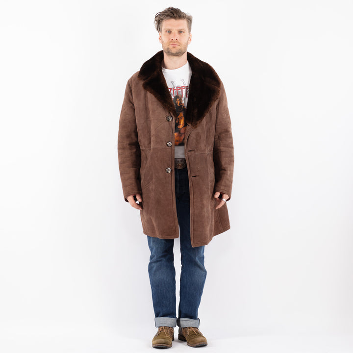 Vintage 70's Men Sheepskin Coat in BrownZ1579