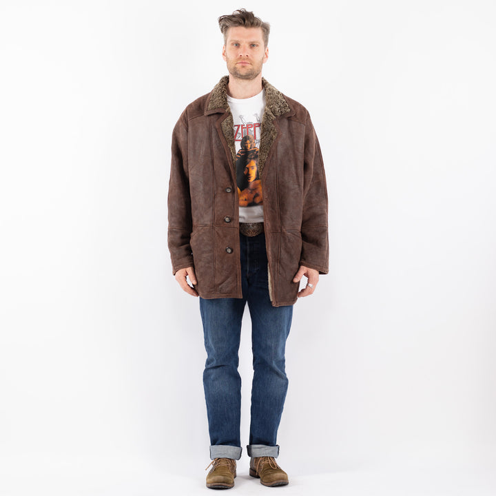 Vintage 90's Men Sheepskin Coat in BrownZ1580