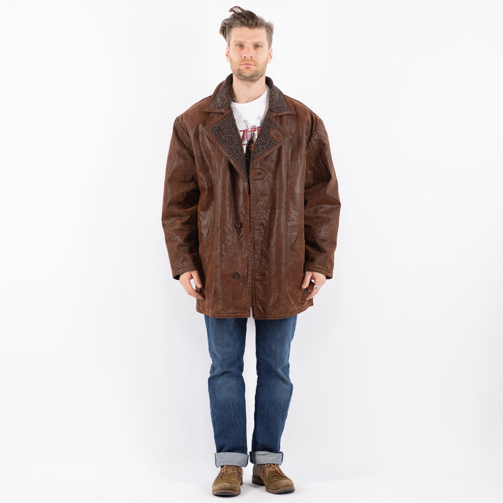 Vintage 90's Men Suede Sherpa Coat in BrownZ1581