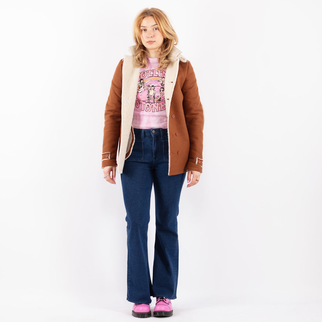 Vintage 00's Women Faux Sheepskin Jacket in BrownV9614