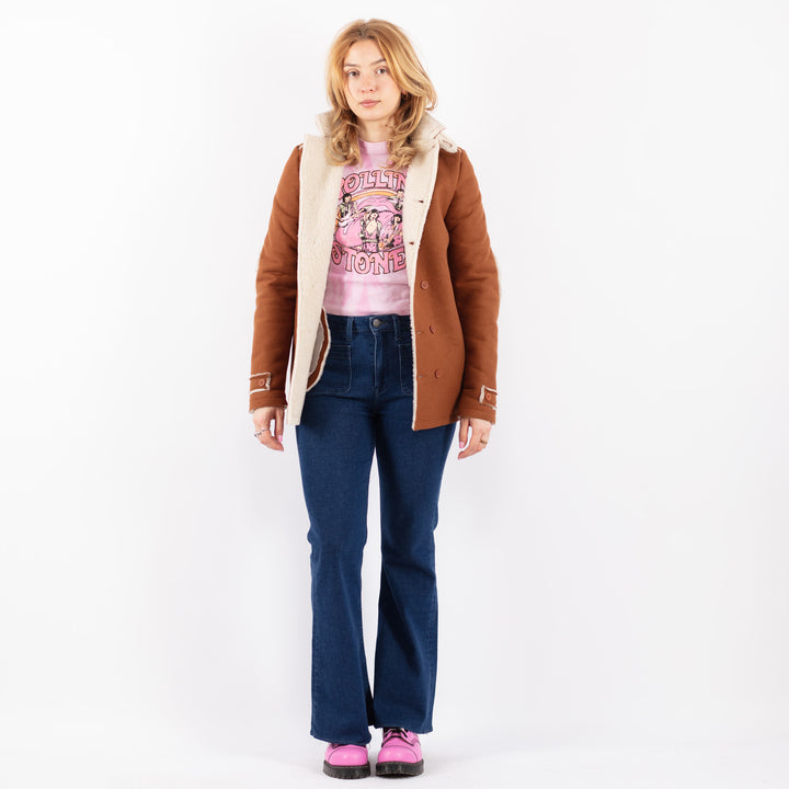 Vintage 00's Women Faux Sheepskin Jacket in BrownV9614