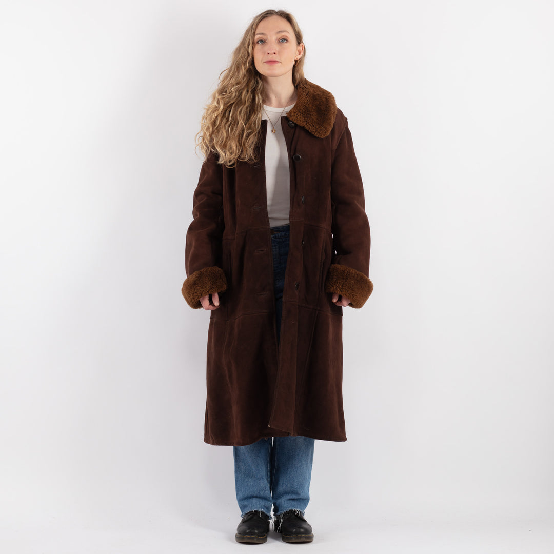 Vintage 70's Women Sheepskin Coat in Brown