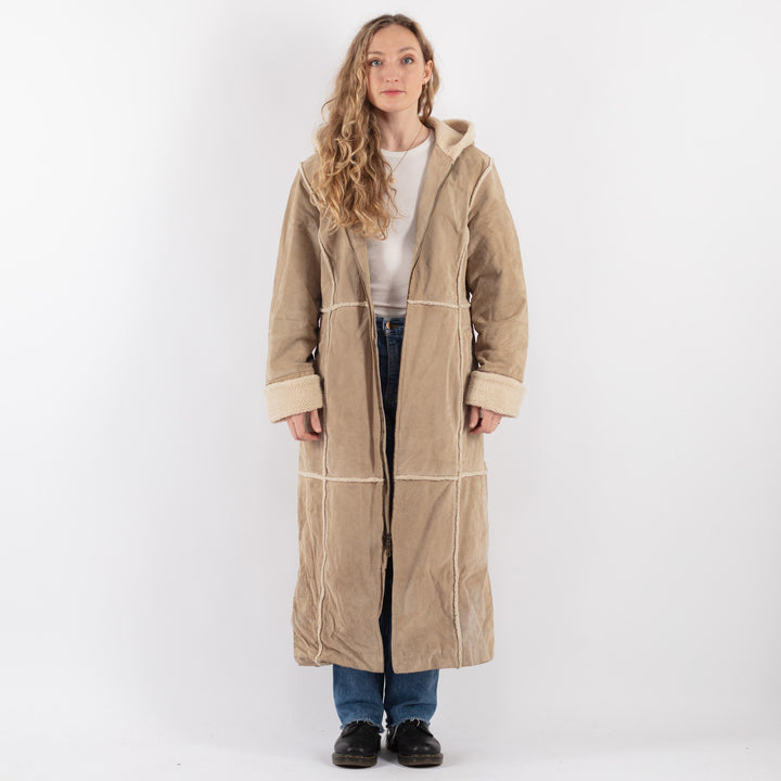 Vintage 90's Women Suede Sherpa in Beige
