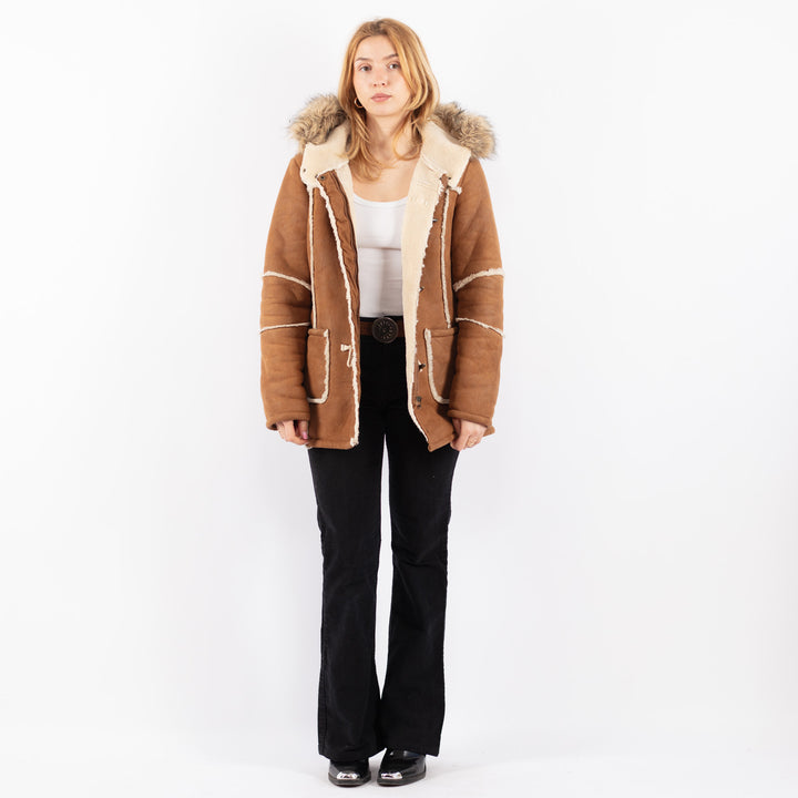 Vintage 00's Women Faux Sheepskin Coat in BeigeV9724