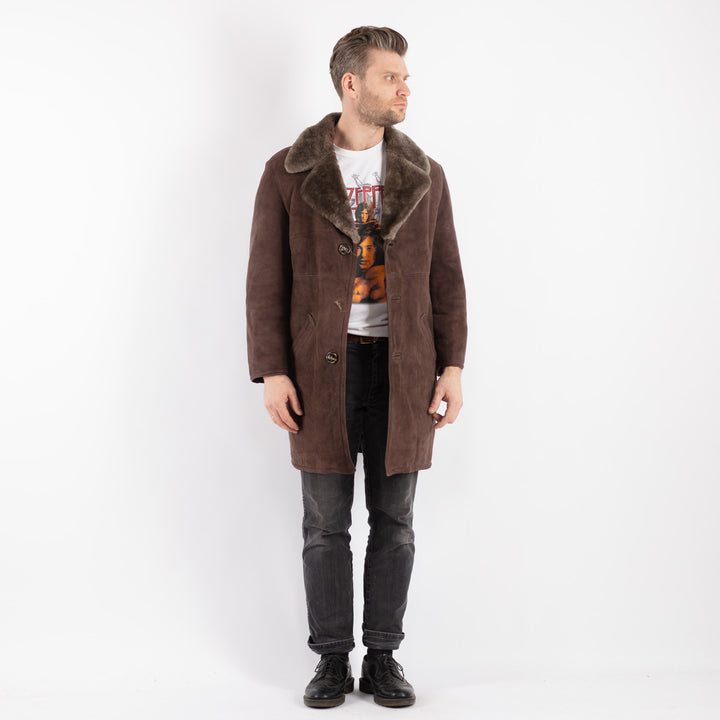 Vintage 70's Men Sheepskin Coat in BrownZ499