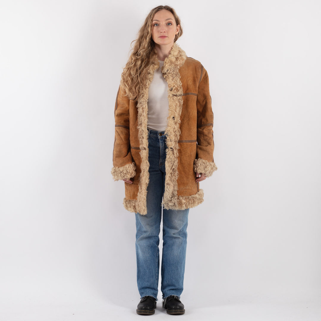 Vintage 70's Women Sheepskin Coat in BrownV9303