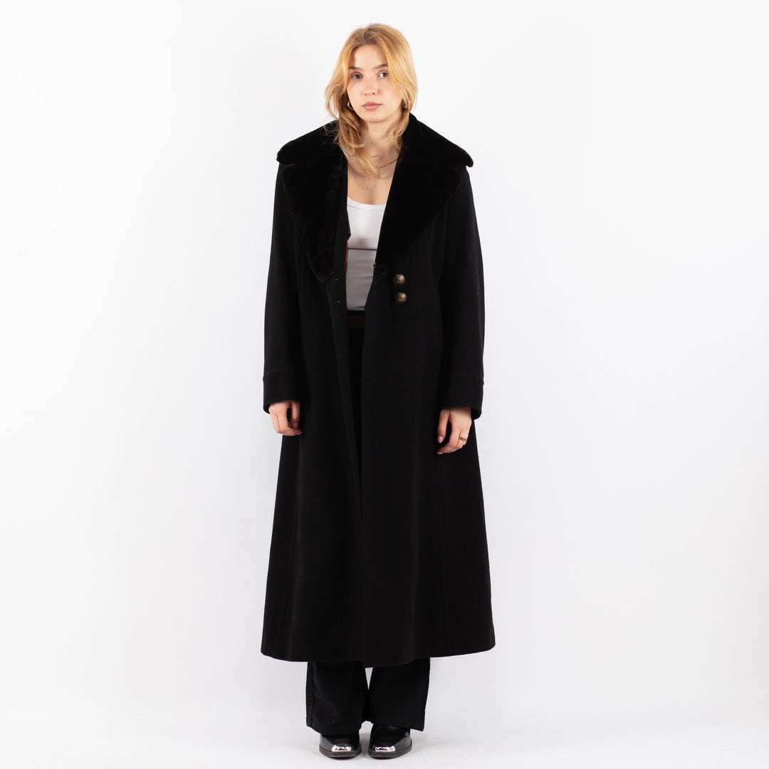 Vintage 00's Women Cashmere Wool Blend Coat in Black