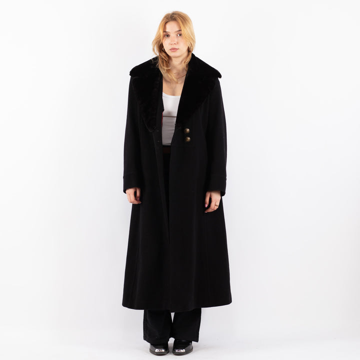 Vintage 00's Women Cashmere Wool Blend Coat in Black