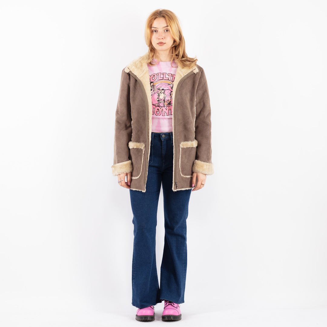 Vintage 90's Women Faux Sheepskin Coat in BeigeV9626