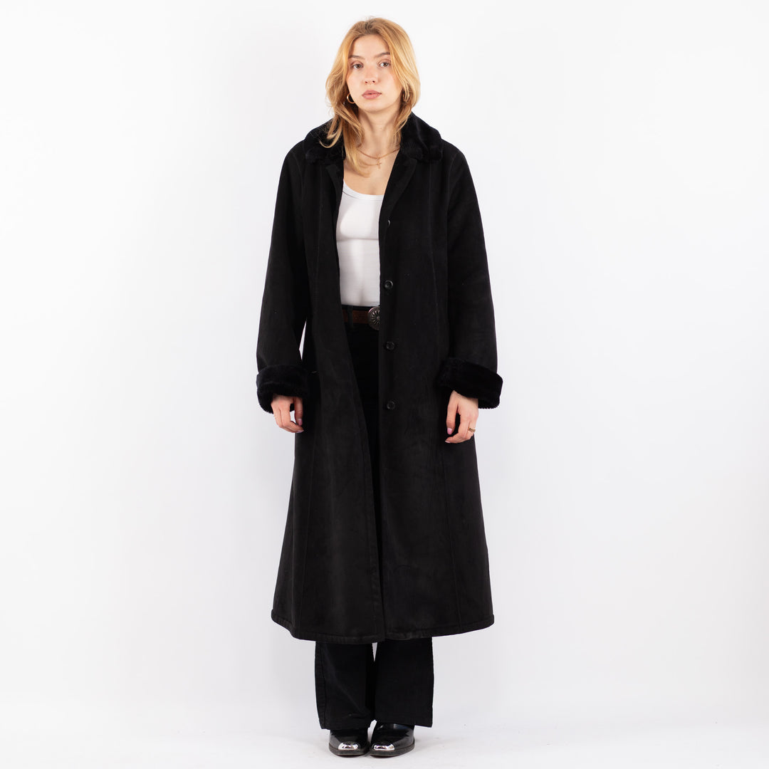 Vintage 00's Women Faux Sheepskin Coat in BlackV9730