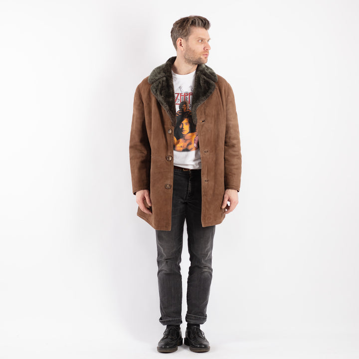Vintage 70's Men Sheepskin Coat in BrownZ511