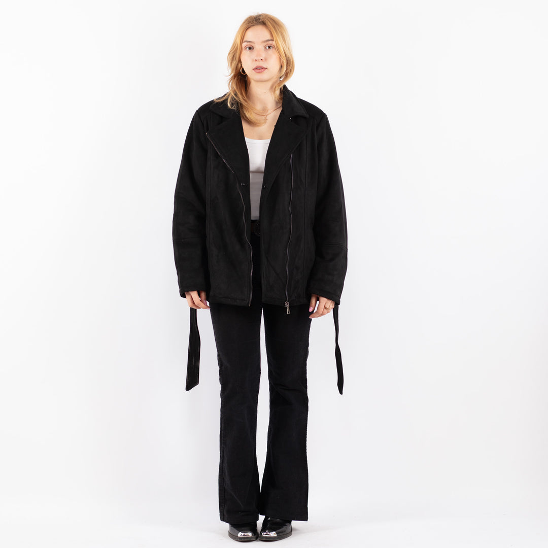 Vintage 00's Women Faux Sheepskin Jacket in BlackV9739