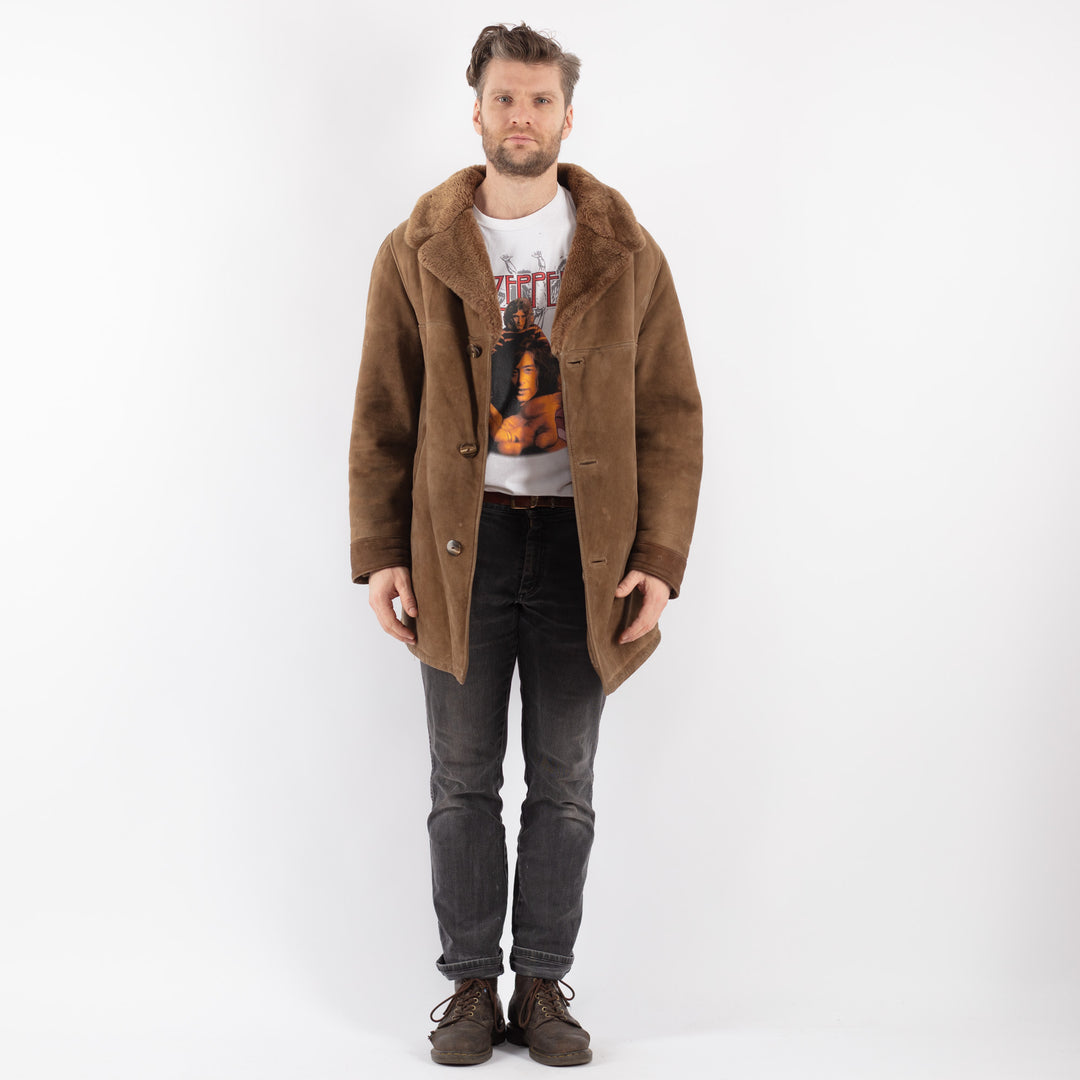 Vintage 70's Men Sheepskin Coat in BeigeZ613