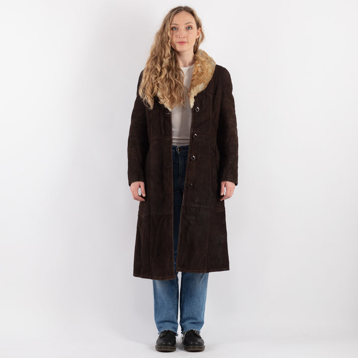 Vintage 70's Women Sheepskin Coat in BrownV9325