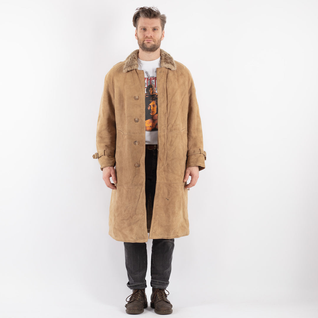 Vintage 70's Men Sheepskin Coat in BeigeZ619