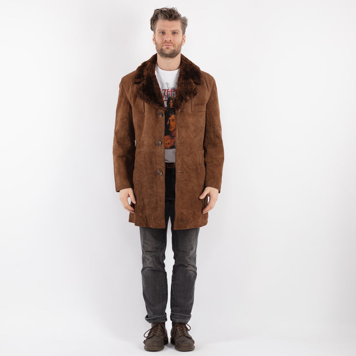 Vintage 70's Men Suede Sherpa Coat in BrownZ624