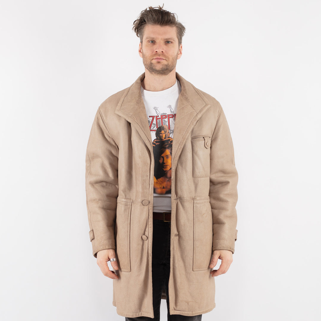Vintage 70's Men Sheepskin Coat in BeigeZ763