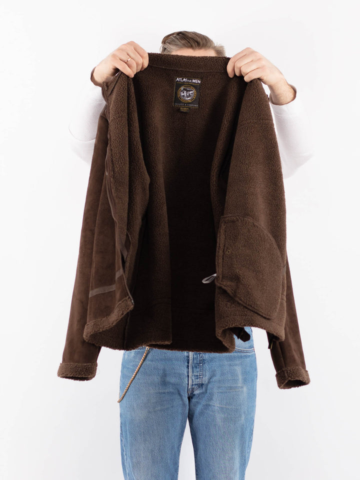 Vintage 00's Men Faux Sheepskin Jacket in BrownZ1446