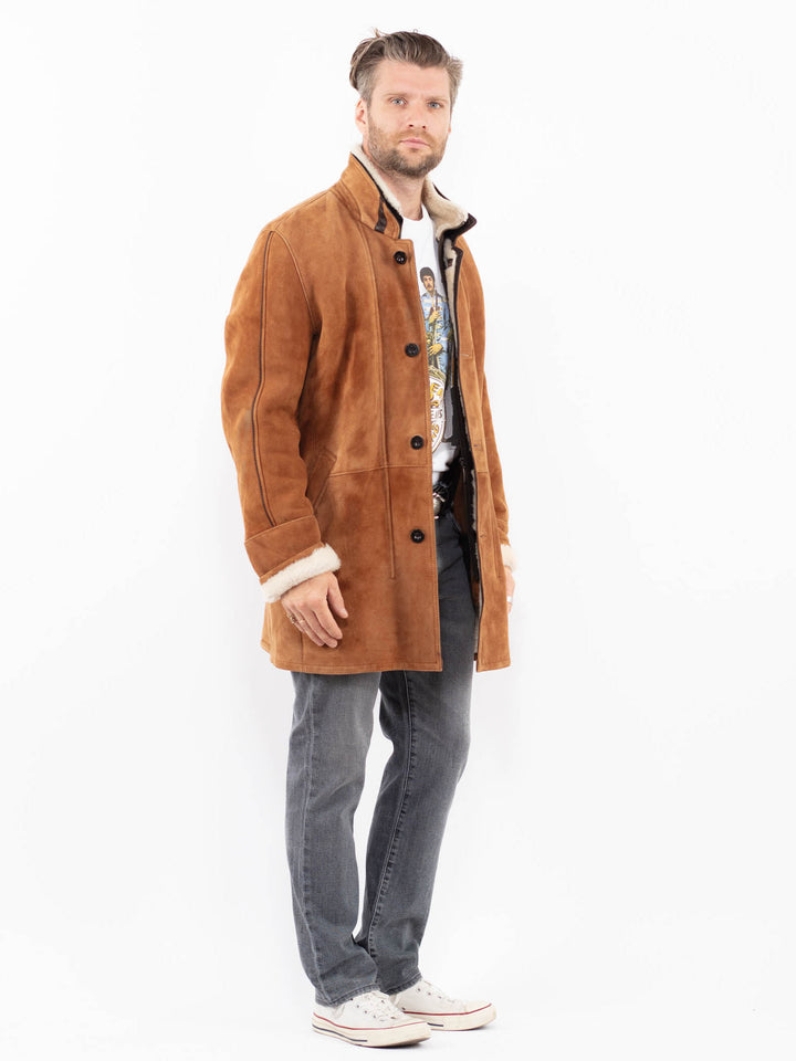 Vintage 00's Men Sheepskin Coat in BrownZ1927