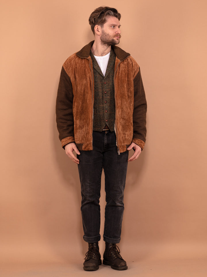 Vintage 00's Men Sherpa Bomber Jacket in Brown - NorthernGrip