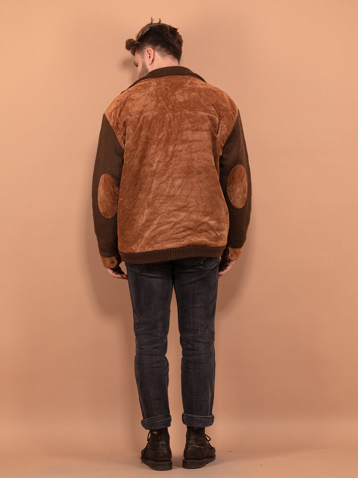 Vintage 00's Men Sherpa Bomber Jacket in Brown - NorthernGrip