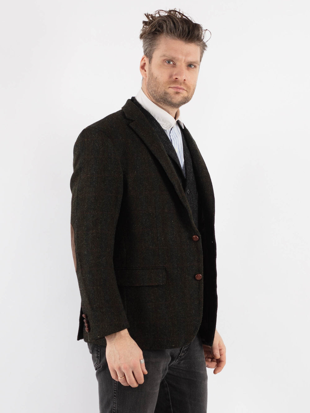 Vintage 00's Men Harris Tweed Jacket in Green - NorthernGrip