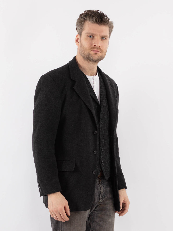 Vintage 00's Men Wool Blend Blazer Jacket in GrayZ1069