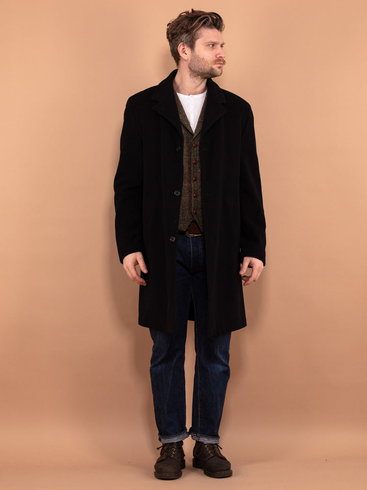 Vintage 00's Men Wool Blend Coat in Black - NorthernGrip
