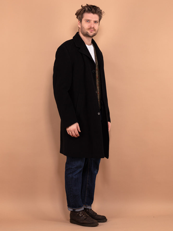 Vintage 00's Men Wool Blend Coat in Black - NorthernGrip