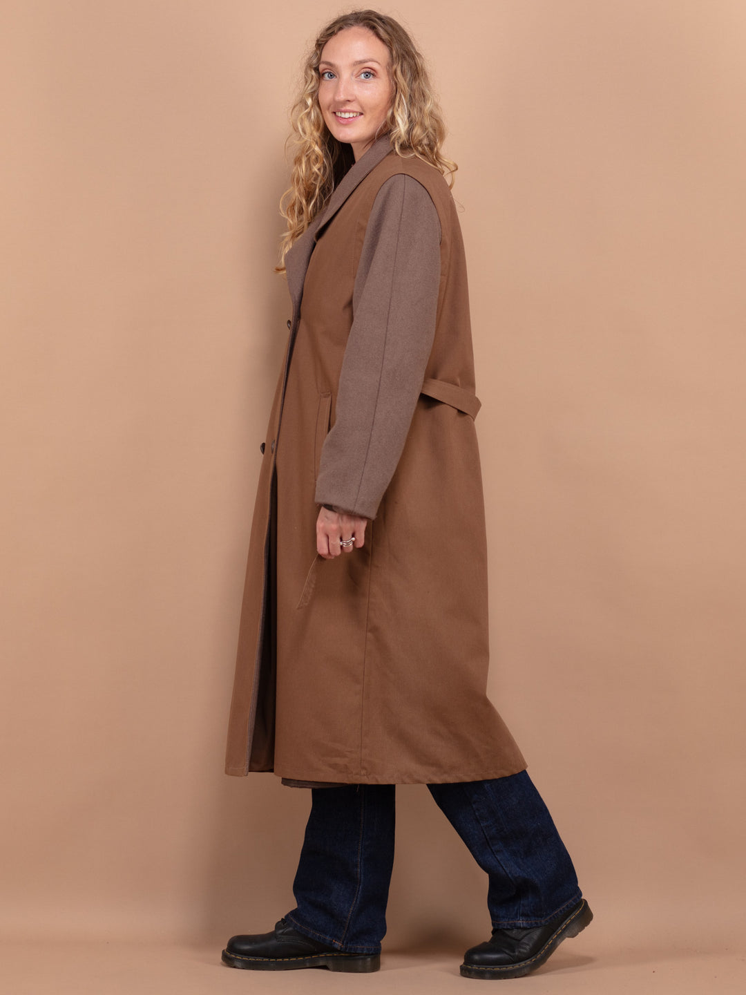 Vintage 00's Women Wool Blend Coat in Brown - NorthernGrip