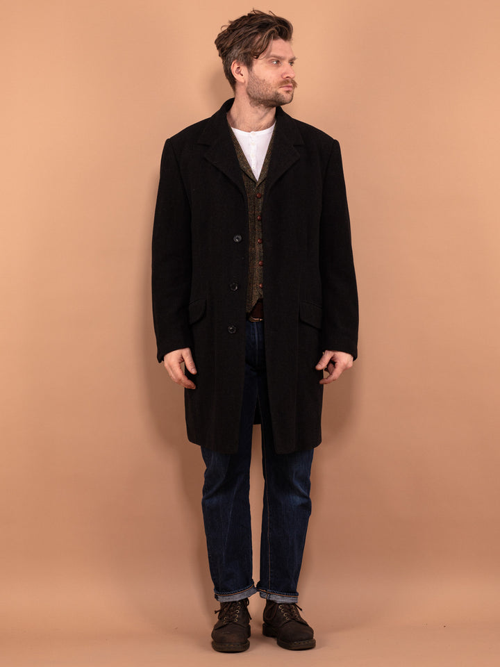 Vintage 00's Men Wool Blend Coat in Dark Gray - NorthernGrip