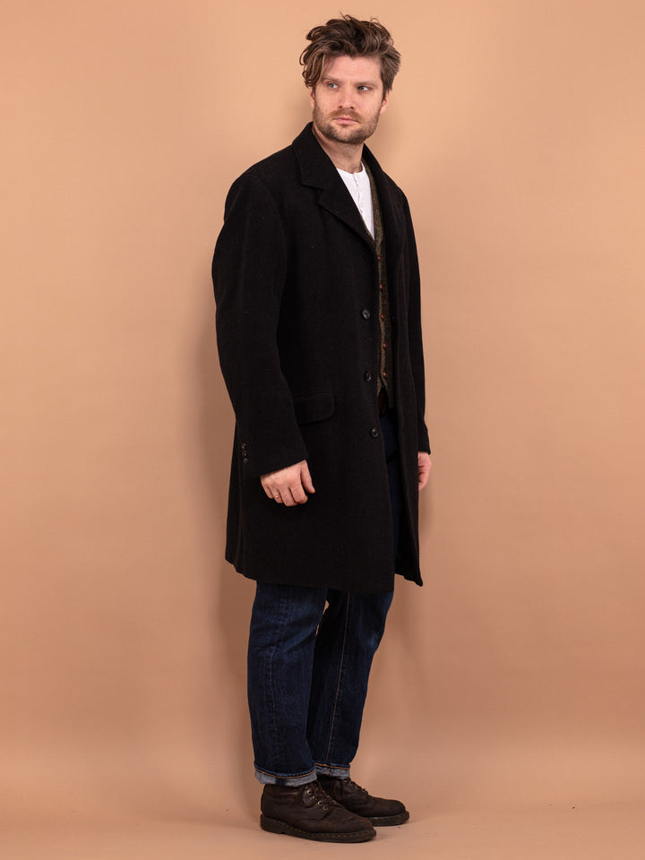 Vintage 00's Men Wool Blend Coat in Dark Gray - NorthernGrip