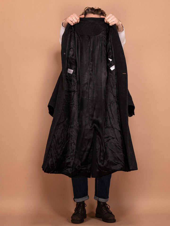 Vintage 00's Men Wool Blend Coat in Black - NorthernGrip