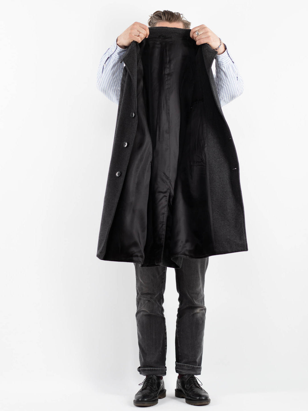 Vintage 00's Men Wool Blend Coat in GrayZ1753