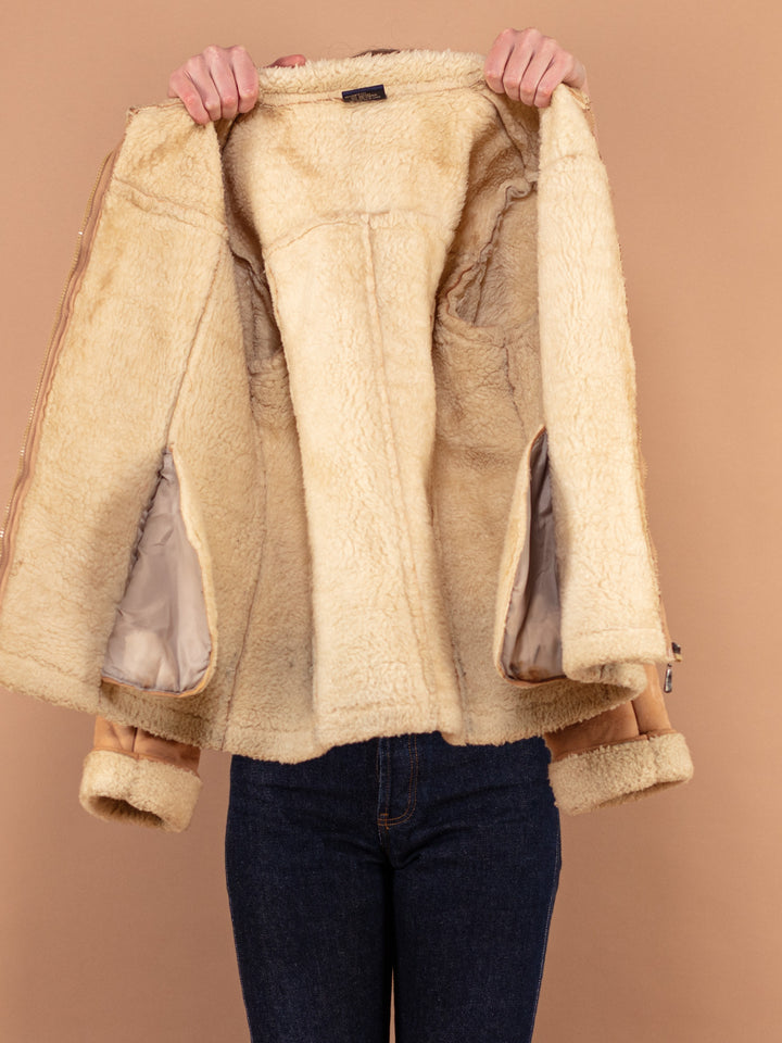 Vintage 00's Women Faux Shearling Jacket in Brown - NorthernGrip