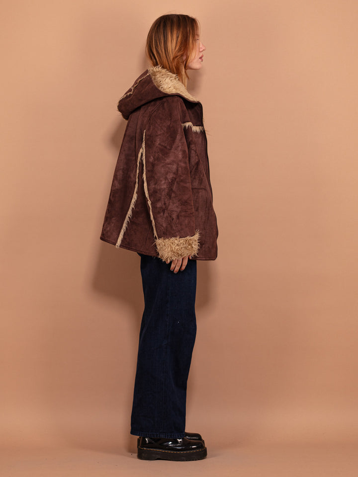 Vintage 00's Women Faux Shearling Jacket in Brown - NorthernGrip
