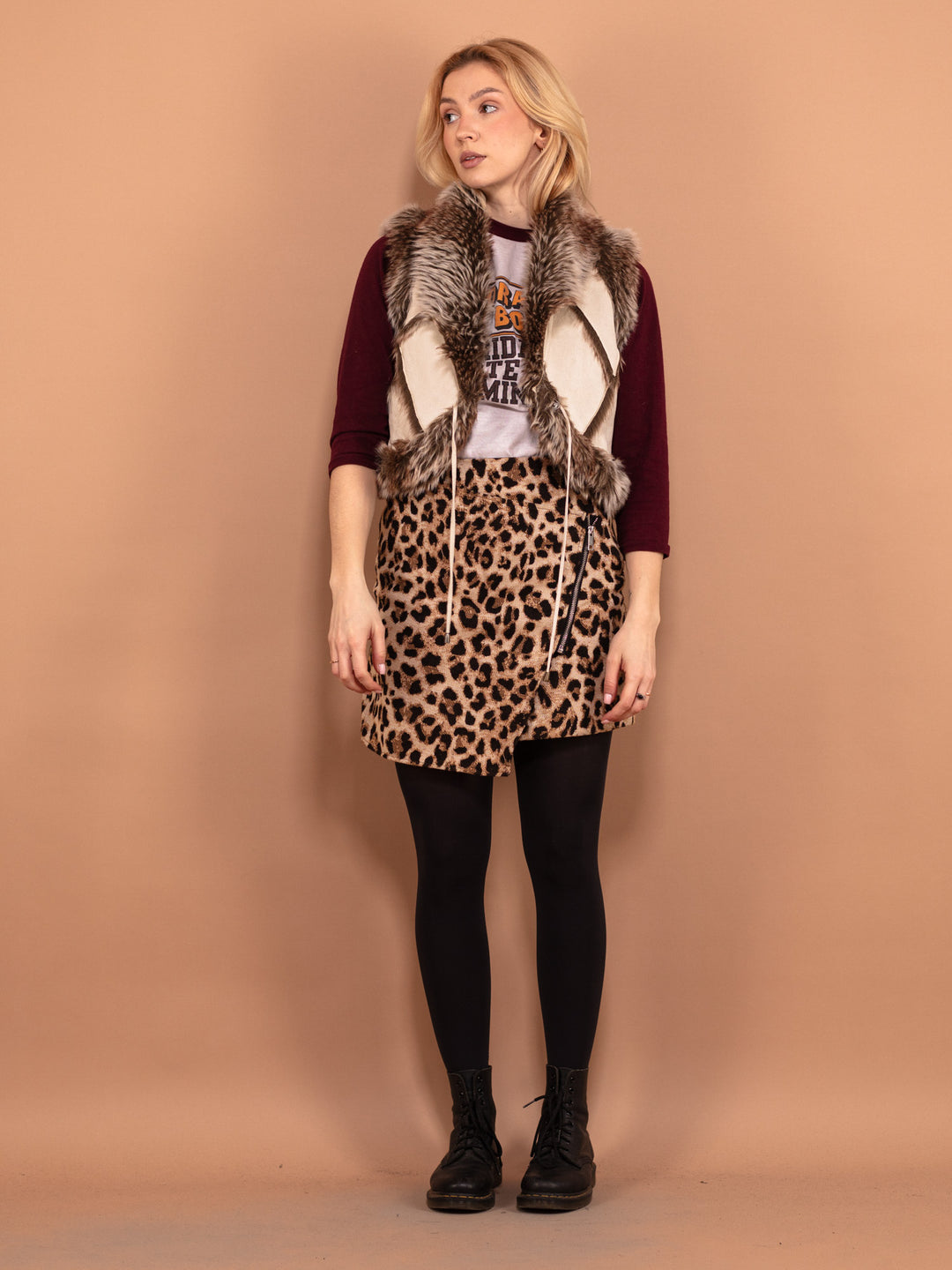Vintage 00's Women Faux Shearling Vest in Beige White - NorthernGrip