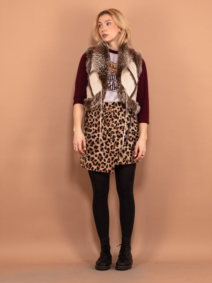 Vintage 00's Women Faux Shearling Vest in Beige White - NorthernGrip