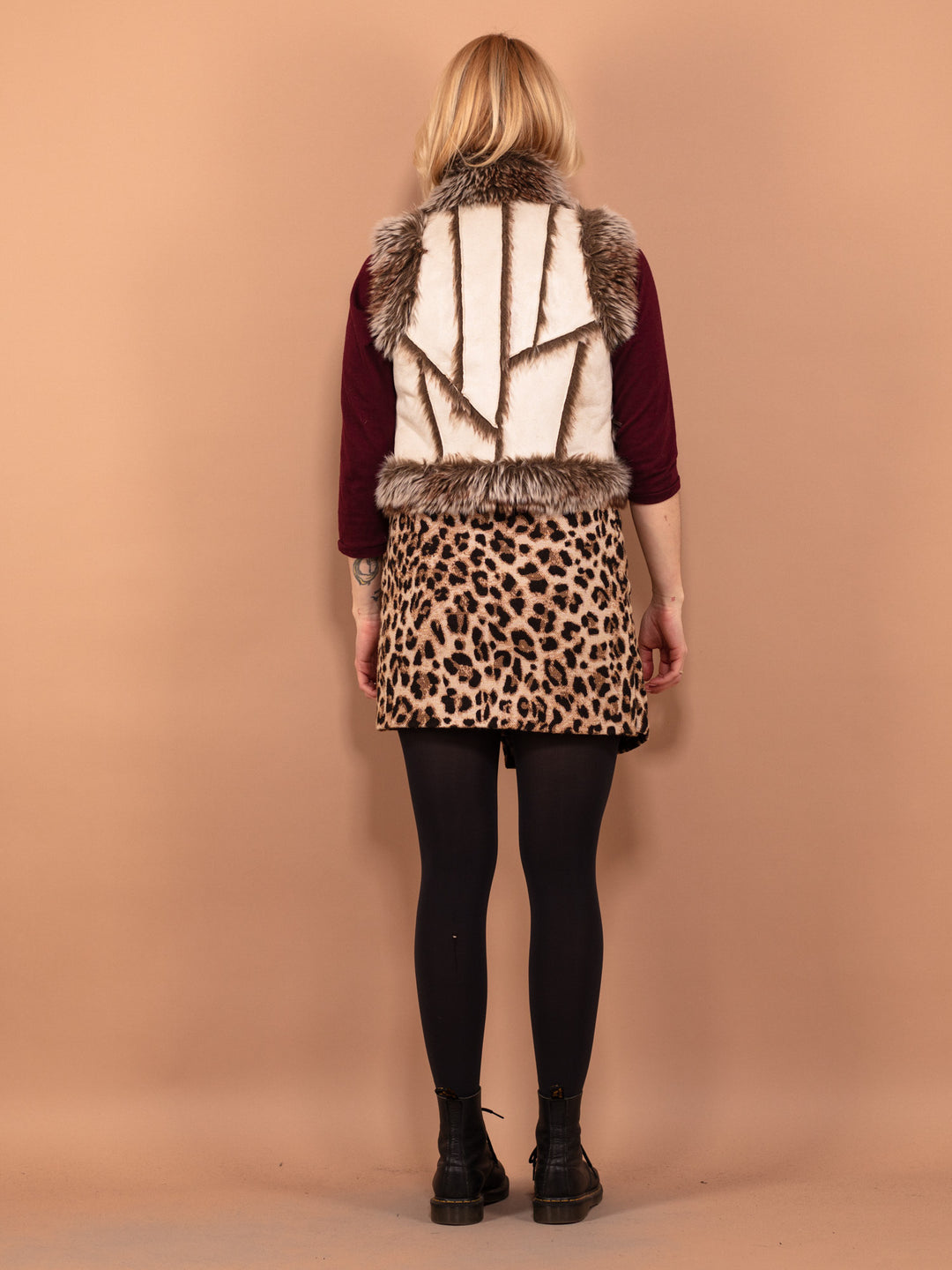 Vintage 00's Women Faux Shearling Vest in Beige White - NorthernGrip