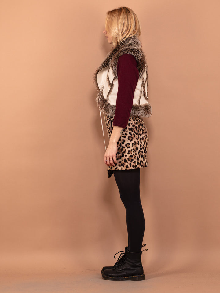 Vintage 00's Women Faux Shearling Vest in Beige White - NorthernGrip