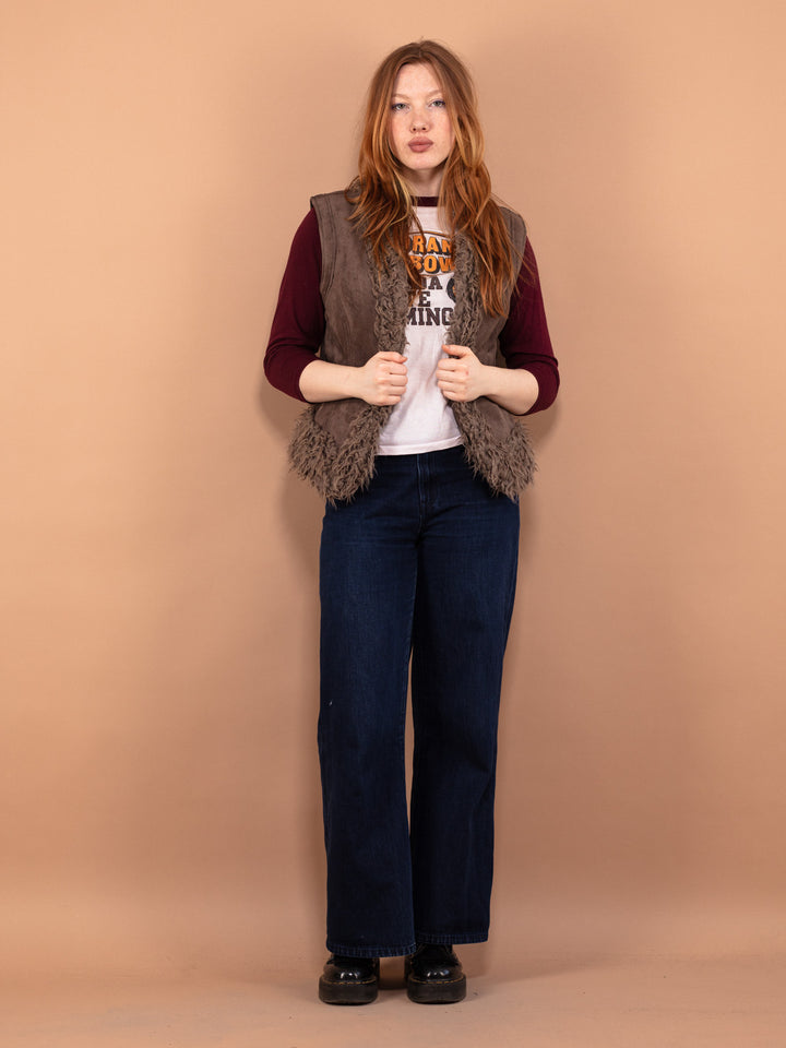 Vintage 00's Women Faux Shearling Vest in Brown - NorthernGrip